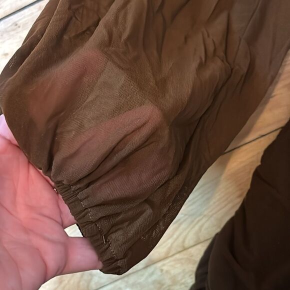 NWT BTFBM Brown One Shoulder Ruched Dress Sheer Long Sleeve Side Cut Out Size XL - Picture 3 of 6